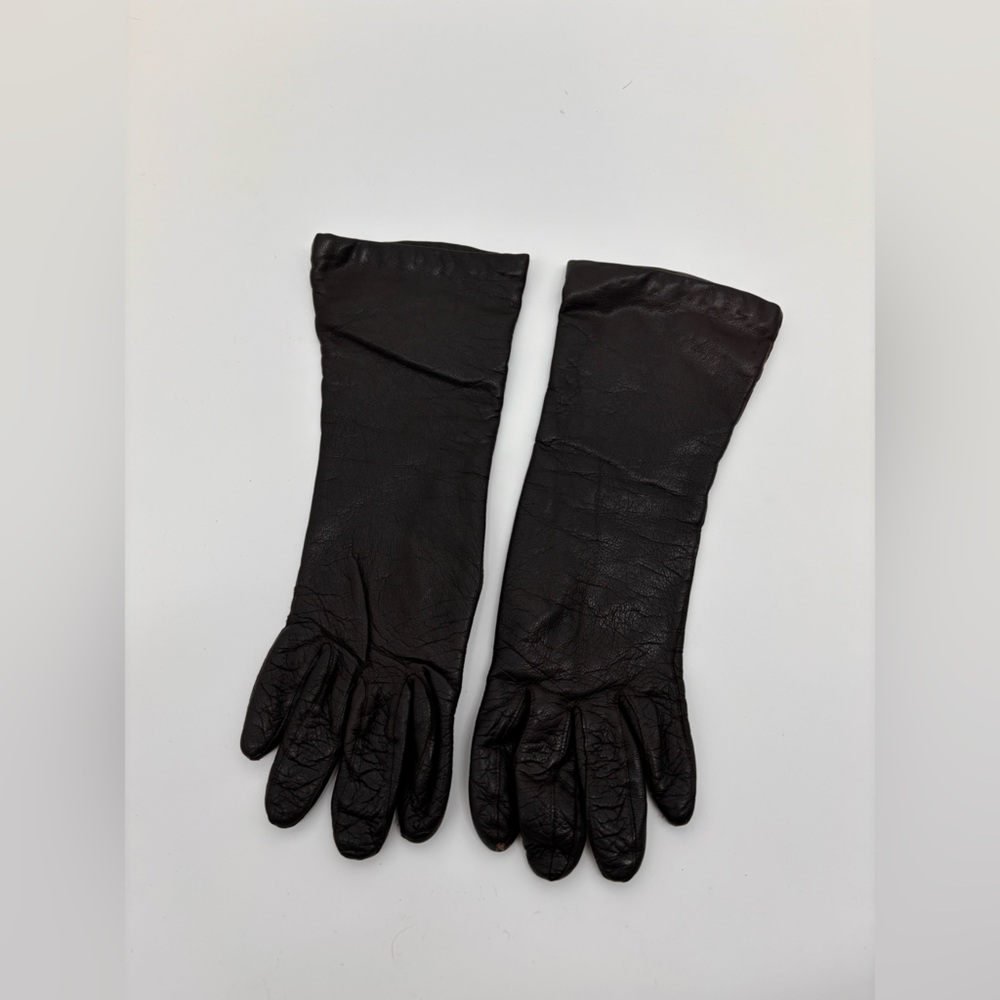 Vintage Black Leather Gloves – Size 7½ – Acrylic Lined